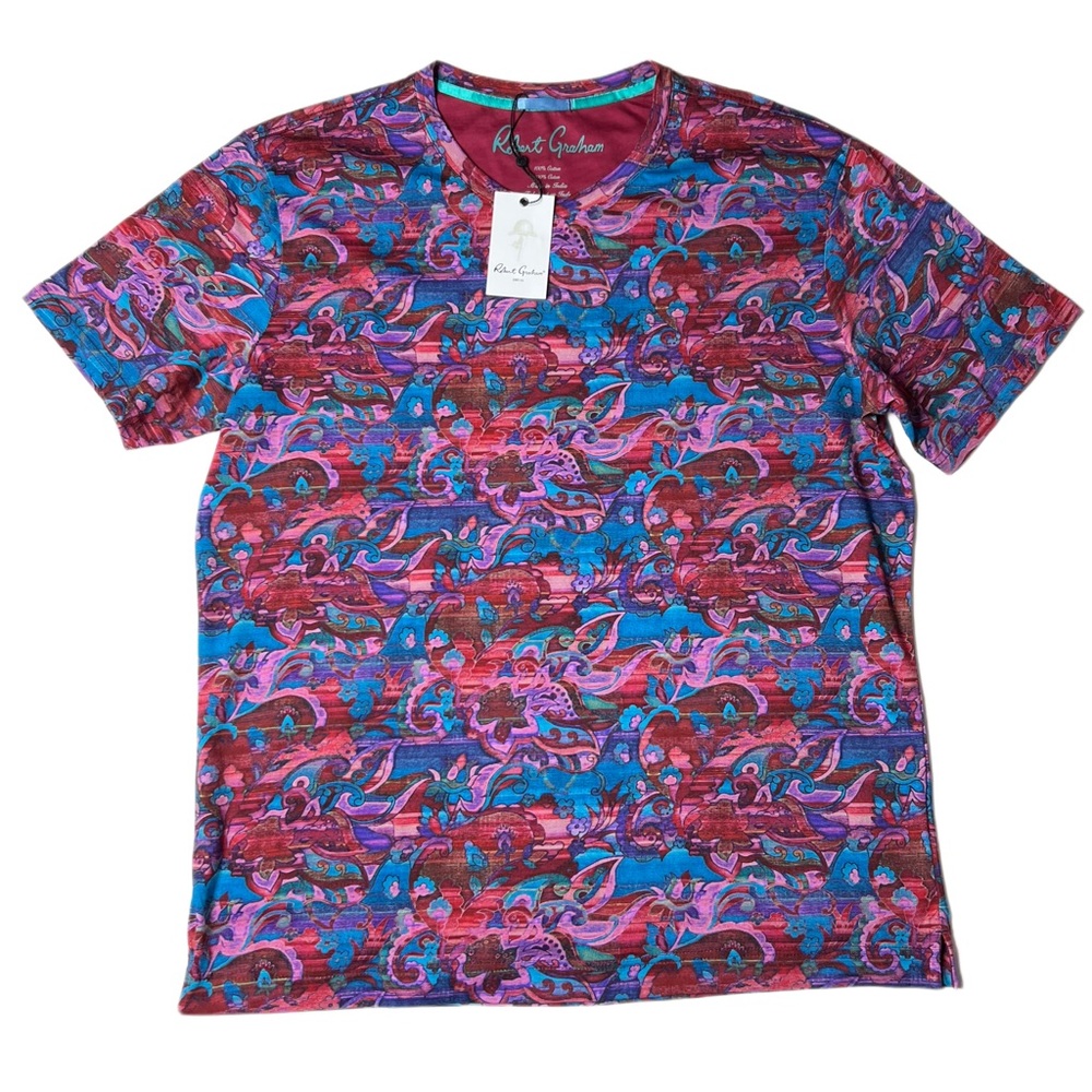 NWT Robert Graham Lazo T-Shirt XL | abstract floral graphic AOP tee shirt